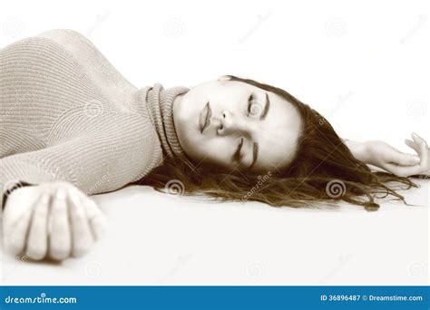Lying Down Woman Stock Image Image Of Lying Closed