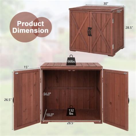Gymax 25 X 2 Ft Outdoor Wooden Storage Shed Cabinet W Double Doors