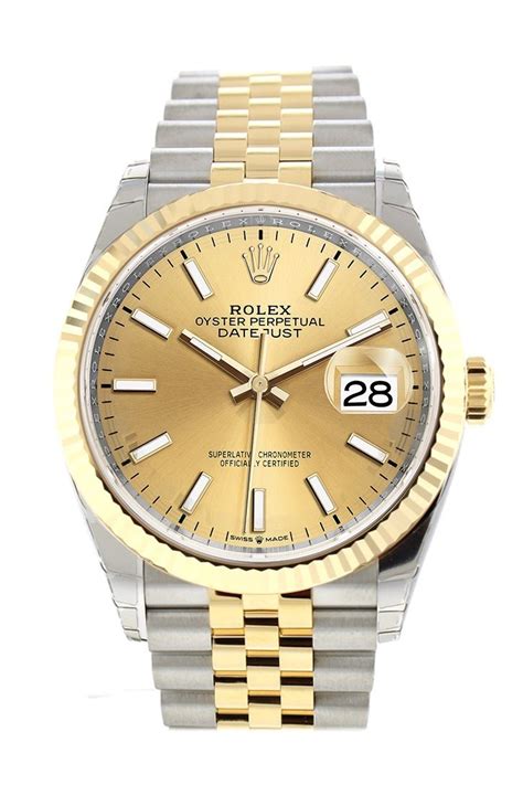 Rolex Datejust 36 Champagne Colour Dial Fluted Bezel Jubilee Yellow Go