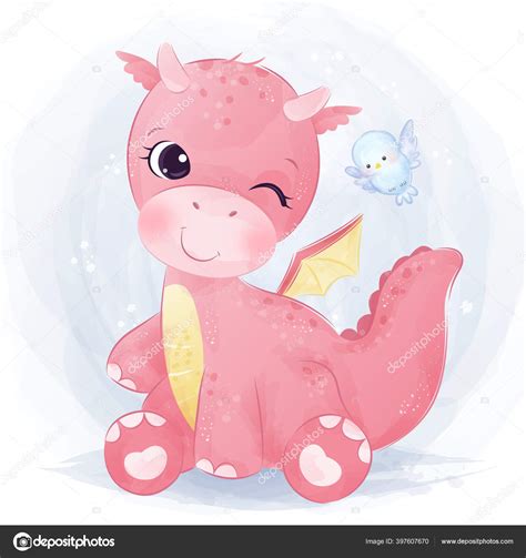 Cute Baby Dragon Illustration Animal Clip Art Baby Shower Decoration
