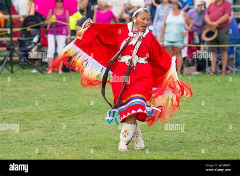 Pow Wow Native Female Elder Woman Dancer In Traditional Regalia Six Nations Of The Grand River