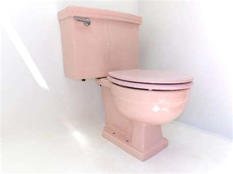 S Mid Century Modern Pink Toilet Tank Bowl Seat Etsy Pink Toilet Toilet Tank Toilet