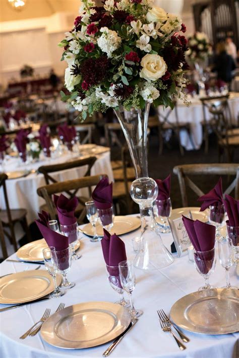 Burgundy And Gold Wedding Décor Cross Back Wood Chairs The Coven