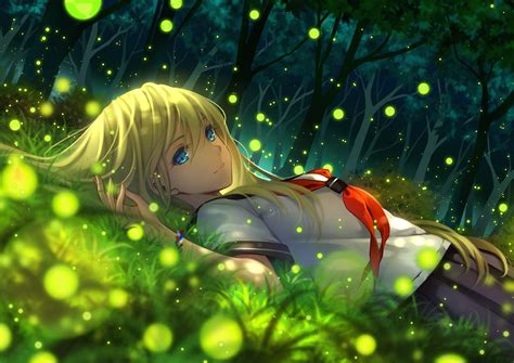 1920x1200 Anime Girl Young Blond Lying Wallpaper Coolwallpapersme