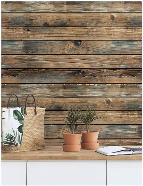 Peel And Stick Wood Wallpaper Brown Vinyl Self Adhesive Etsy Uk