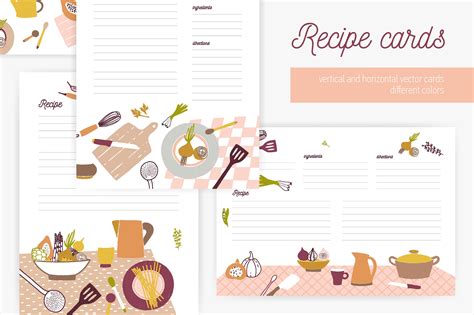 Recipe Cards Set Creative Card Templates Creative Market