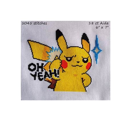 Oh Yeah Pikachu Cross Stitch Pattern Etsy Canada