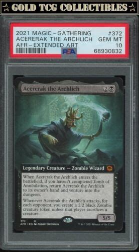 Psa 10 ⭐️ Mtg Acererak Archlich 372 Extended Art Afr Magic Gathering