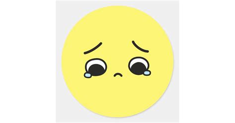 Sad Face Feeling Down Emoji Yellow Classic Round Sticker Zazzle