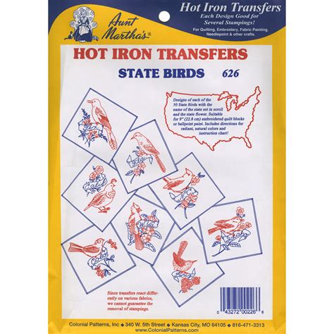 Aunt Marthas State Birds Iron On Transfer Pattern Collection All 50