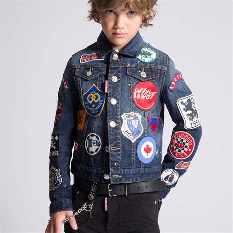 Dsquared Boys Denim Jacket With Retro Embroidered Patches
