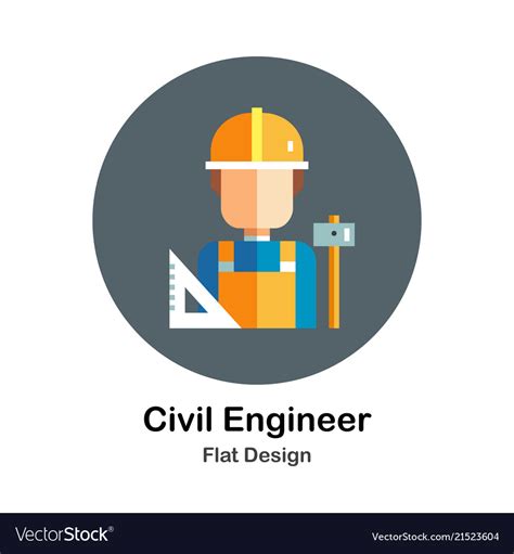 Civil Engineer Flat Icon Royalty Free Vector Image