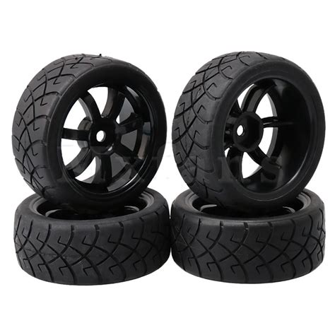 Mxfans Black Rc110 Plastic 7 Spokes Wheel Rims And X Pattern Rubber Tire