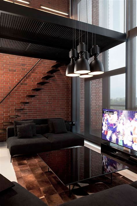 Stylish Exposed Brick Wall Lofts Contemporary Loft House Design