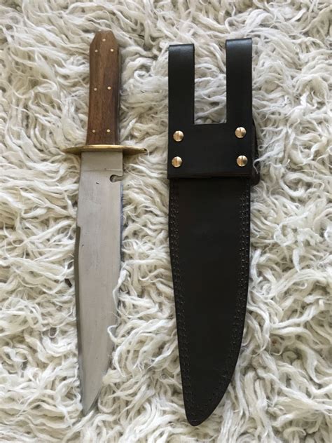 Bowie Knife 10 Blade 5 Rosewood Coffin Handle With Black Leather