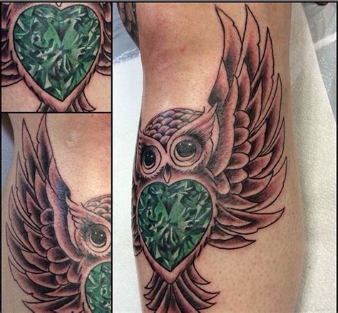 Emerald Gem Owl Tattoo Feminine Tattoos Unique Tattoos Crystal Tattoo