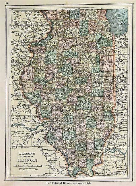 Watsons 1886 Map Of Illinois Art Source International