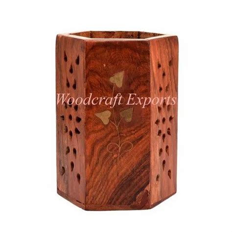 Brown Rosewood Wooden Penpencil Stand For Pen Pencil Holder Size