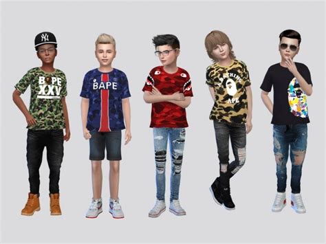 Bape Tee Shirts Boys I By Mclaynesims At Tsr Sims 4 Updates