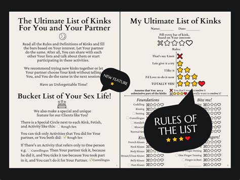 Ultimate Kink List With Fetishes And Over 200 Sex Activities Etsy