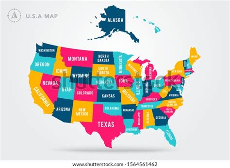 Vector Illustration Colorful Map United States Stok Vektör Telifsiz