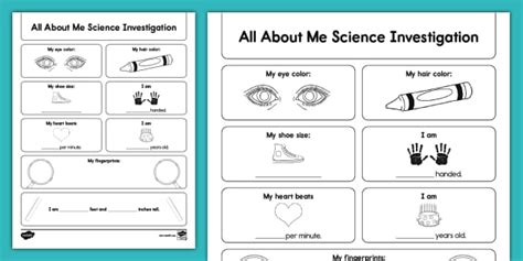All About Me Science Activity For Prek K Twinkl Usa