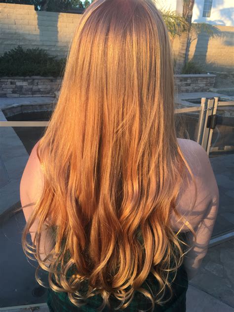 Copper Blonde In Sunset Light Asian Balayage Copper Balayage Copper Blonde Balayage Hair