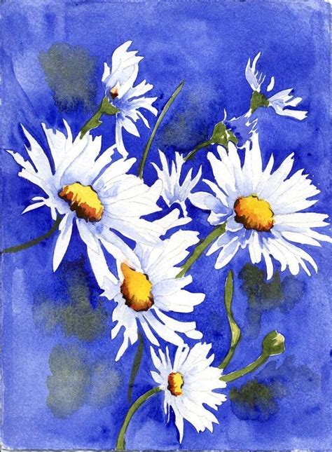 Watercolor Daisies Floral Watercolor Paintings Daisy Painting Daisy Art