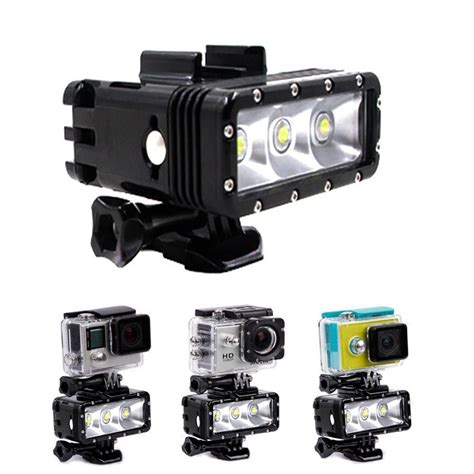 dual battery 30m underwater waterproof dimmable led flash light for gopro hero 1 2 3 3 4 for