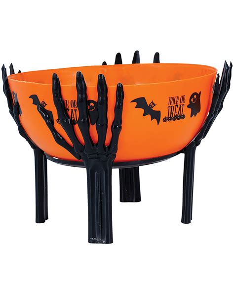 Trick Or Treat Halloween Bowl With Skeleton Hands Horror