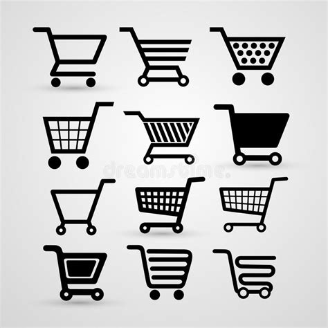 Set Of Shopping Cart Full Of Food On White Background Grocery And Food