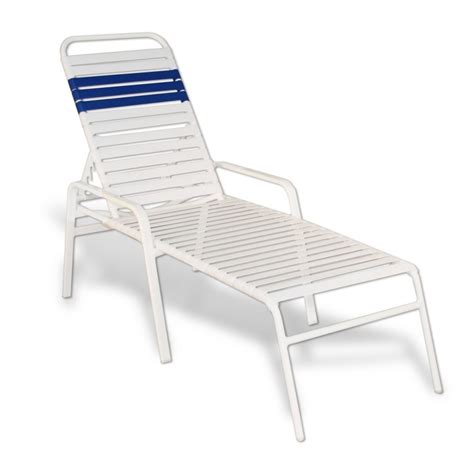 Strap Patio Stackable Chaise Lounge With Arms 80x27x16 White Flat Tube