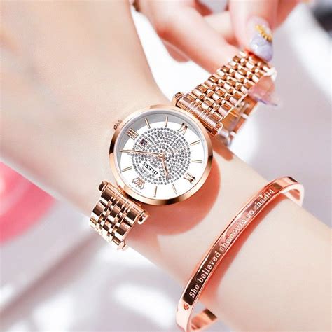 Olevs Fashion Diamond Starry Rose Gold Ladies Watches Reloj Mujer 2019
