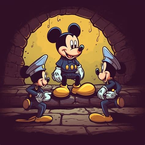 Premium Ai Image A Cartoon Of Mickey Mouses And A Man In A Suit