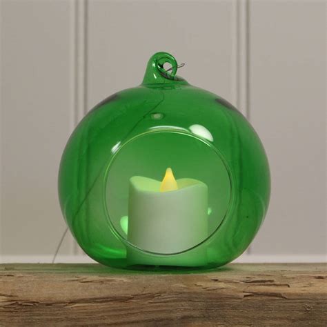 Glass Bauble Hanging Tealight Holder Green By Garden Selections