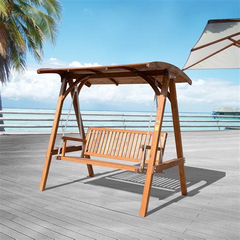 Patio & garden furniture all delivery options same day delivery include out of stock chair swing and stand sets chair swings chaise lounge swings and stand. Outsunny 3 Seater Larch Wood Garden Swing Chair - Ideal ...