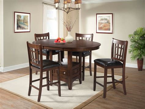 Saxton Pub Cherry 5 Piece Roundoval Counter Height Set Kanes Furniture