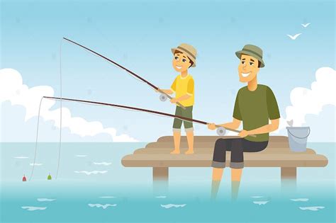 Pesca Padre E Hijo Ilustración Vector De Boykopictures En Envato Elements