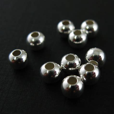 925 Sterling Silver Findings Smooth Round Shaped Beads 8 Mm 2 Pcs