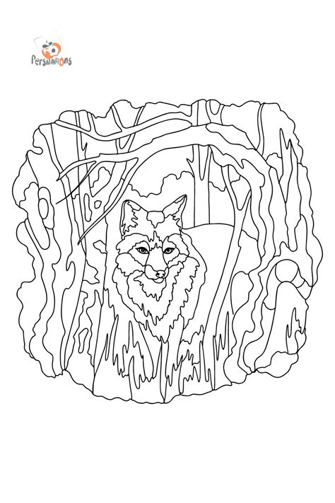 Fox In The Forest Foxes Coloring Pages For Adults Online