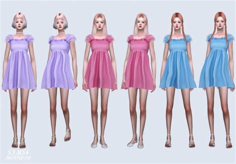 Sims4 Marigold Shoulder Mesh Mini Dress • Sims 4 Downloads