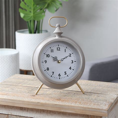 Round Decorative Table Clock Gray