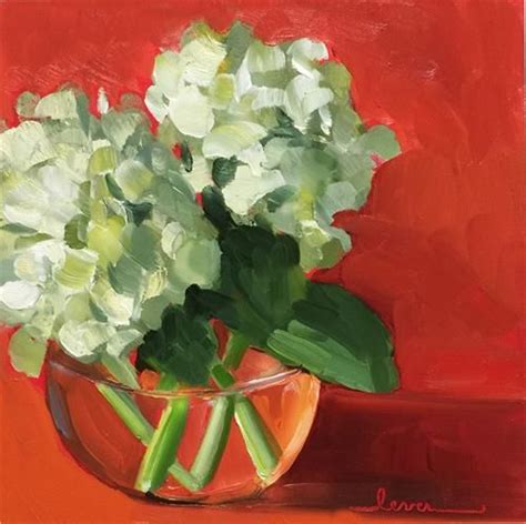 Daily Paintworks White Hydrangeas Original Fine Art For Sale
