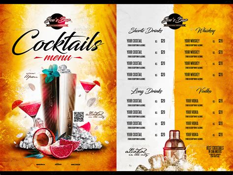 Cocktail Menu Examples In PSD AI EPS Vector Examples