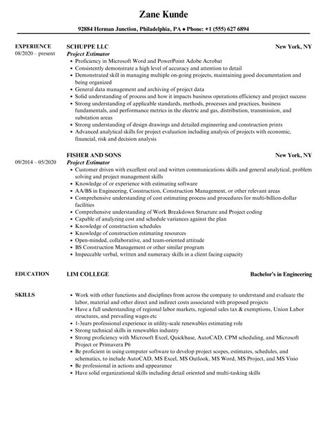 Project Estimator Jobs