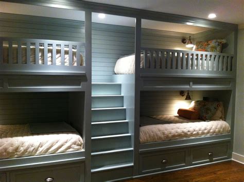 Double Bunk Beds In Our New Basement Bunk Room Fun For Sleepovers And Great For Out Of Town