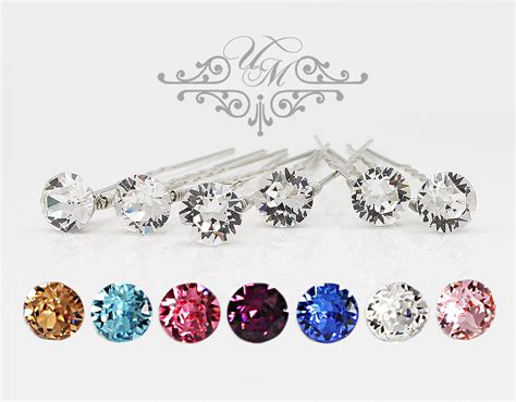 Set Of 6 Swarovski Crystal Hair Pins Wedding Hair Pins Wedding