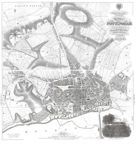 Beautiful Detailed Map Of Nottingham As It Looked In 1831