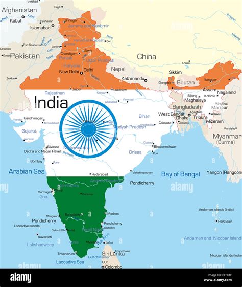 Colored Map Of India