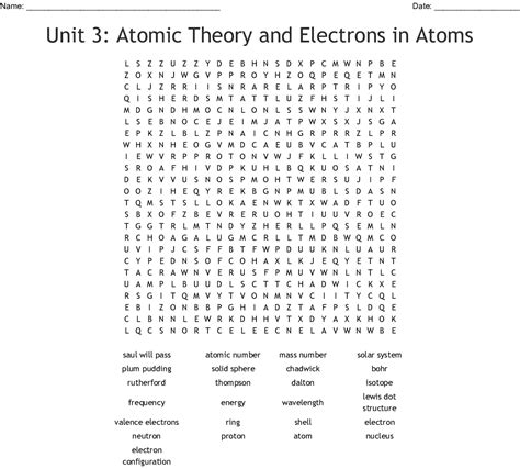 Unit 3 Atomic Theory And Electrons In Atoms Word Search — Db